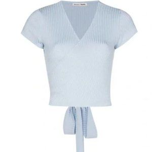 Reformation Flora Ribbed Knit Wrap Top